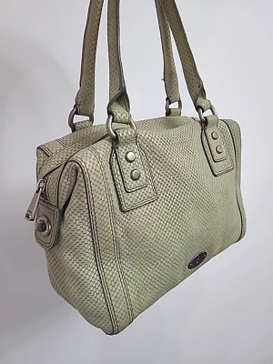 Bolso de Mano de Cuero Verde Musgo Fossil Estampado Piel de Serpiente 'Viva Vintage' Foto 1 de 4
