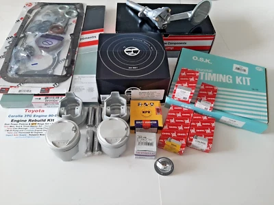 Toyota Corolla 3TC 80-82 Pistons & Rings Main,Rod,T/W Gaskets OSK Timing Kit -OP - Image 1 of 4
