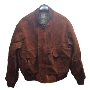GV Hand Made In Italy Men’s Faux Leather Bomber Jacket - Brown Size Large (M7) - Picture 1 of 11