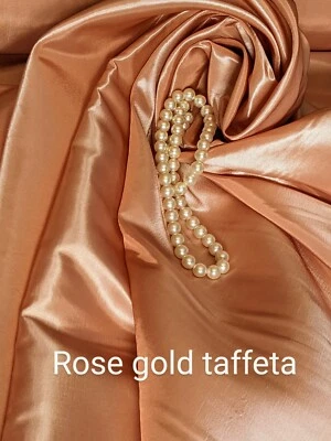 Tafetá ouro rosa 100% poliéster 59/60" de largura por jarda. Para costura. Amostras grátis. - Imagem 1 de 4