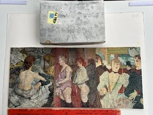 RARE VTG WOODEN JIGSAW PUZZLE HENRI DE TOULOUSE LAUTREC 3 FRENCH PAINTINGS IN 1 - Picture 1 of 12