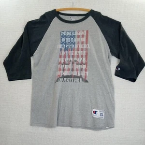 Champion Hemd Herren XL Raglanärmel Patriot US Flagge Pledge Of Allegiance Grafik - Bild 1 von 18