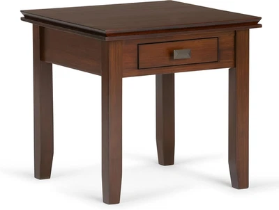 Artisan SOLID WOOD 21 Inch Wide Square Transitional End Side Table in Russet Bro - Image 1 of 4