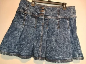 No Boundaries Size L Blue Denim Mini Skirt Dark Wash - Triple Button - Picture 1 of 4