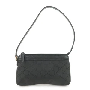 Auth GUCCI GG Monogram Nylon Leather Shoulder Bag Pouch Black 272381 Used F/S - Picture 1 of 24