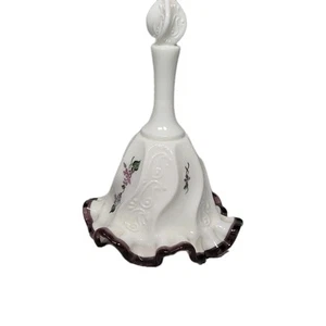 Vintage Fenton Violet, artist-signed, purple crest ruffled bell. - Picture 1 of 13
