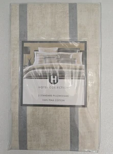 Hotel Collection 2 Standard Pillow Shams Colonnade 400TC 28" x 20" Natural/Gray - Picture 1 of 2