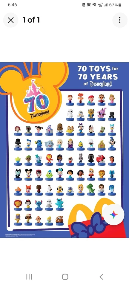 McDonalds Disneyland 70 Aniversario Happy Meal Juguete Juego Completo 70x Juguetes  Foto 1 de 1