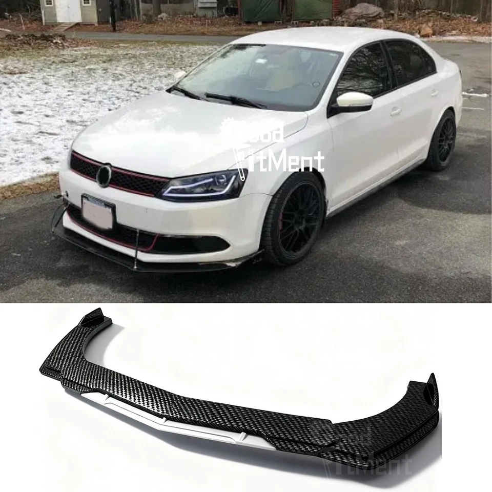 For Volkswagen VW Jetta Car Front Bumper Lip Splitter Spoiler Carbon Fiber+White Foto 1 de 4