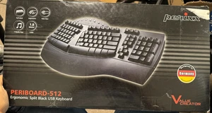 IN BOX - Perixx Periboard-512 Ergonomic Split Black Keyboard - USB Wired - Picture 1 of 8