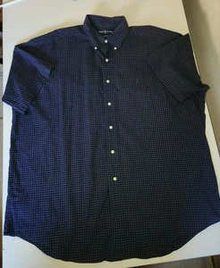 Polo Ralph Lauren XL Short Sleeve Blake Buttondown Collar Blue Green Pony Plaid - Picture 1 of 7