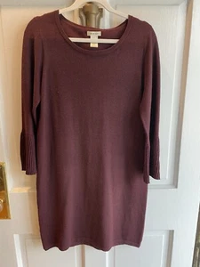 Max Studio Burgundy Red Bell Flare Sleeve Knit Sweater Dress Womens Size S - Picture 1 of 4