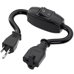 Heavy Duty On/Off Switch Extension Cord 12-AWG 15A Household Plug Male to Fem... - Picture 1 of 8