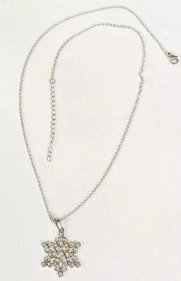 JCM Hallmark Signed Crystal Star Snowflake Pendant 18" Adjustable Chain Necklace - Image 1 of 4