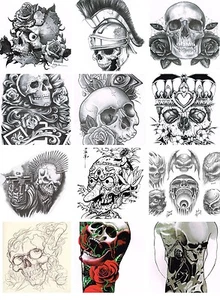 Tattoovorlagen Skull Cd Flash motive 1474 Totenkopf Biker Schädel Skelett Neu - Bild 1 von 12