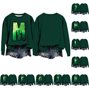 Women's Fashion Printed Long Sleeve Loose Round Neck Sweatshirt Top Fall - Picture 1 of 39