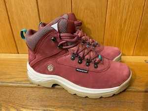 TIMBERLAND WOMEN'S WHITE LEDGE WATERPROOF MID HIKER DARK RED FULL GRAIN A5P2B - Picture 1 of 10