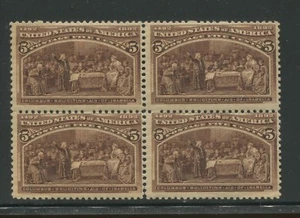 1893 US Stamp #234 5c Mint Never Hinged Fine Block of 4 Catalogue Value $150 - Picture 1 of 1