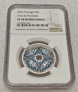 NGC PF70 Portugal 2022 Arte da Porcelana Silver Coin 5 Euro - Picture 1 of 2