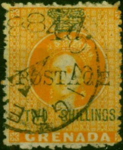 Grenada 1888 4d on 2s Orange SG41b 'Wide Space' Fine Used - Picture 1 of 1