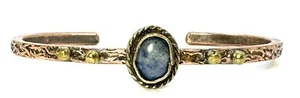 COPPER CUFF BRACELET - Handmade - Hand Carved - Lapis Lazuli Stone- Adjust. Size - Picture 1 of 11