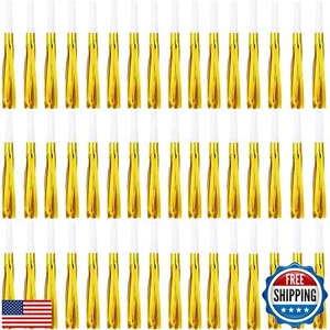 LCPQMZGH 48 Pcs Gold Noise Makers Glitter Metallic Fringed Noise Makers Horns - Picture 1 of 5