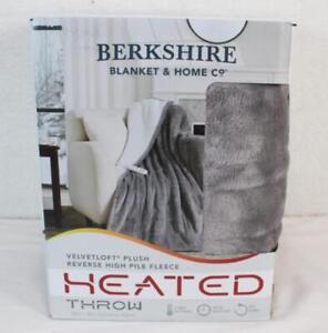 Berkshire Blanket Velvet Plush Heated Throw 50x60 Nimbus Grey NEW