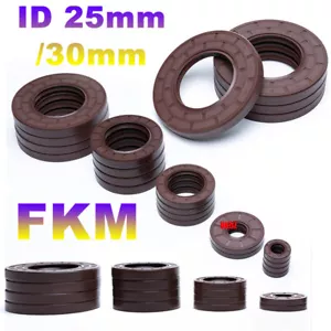 FKM Oil Seals Fluorine Rubber Metric Rotary Shaft Seals Double Lip ID 25mm/30mm - Picture 1 of 17
