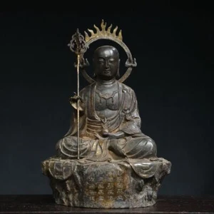 Antiguo templo budista tibetano tibetano antiguo de 12" estatua de Buda Ksitigarbha de bronce - Imagen 1 de 9