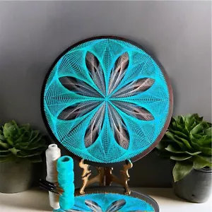 Kit de arte de cuerda de mandala colorido - Tablero de madera redondo de 50x50 cm - Imagen 1 de 7