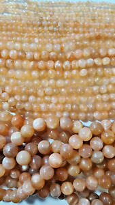 Moonstone Peach 3mm Round Beads 16" 3 Strands Beautiful Natural Color