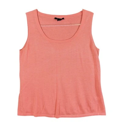 St John Shirt Sz L Coral Wool Silk Cashmere Shell Knit Tank Top Sleeveless SOFT! - Image 1 of 4