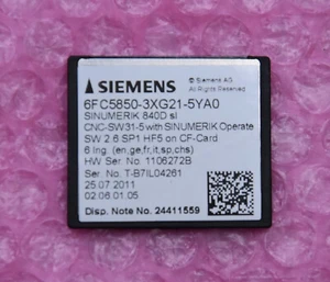 Siemens Sinumerik 840D SL / 6FC5850-3XG21-5YA0 / SW2.6 SP1 on CF Card - Picture 1 of 2