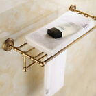 Antique Brass Bathroom Towel Rack with Shelf Towel Bar Towel Rail 2ba087