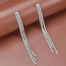 4Ct Round VVS1/D Moissanite Icedout LongDrop Woman's Earrings925 Sterling Silver