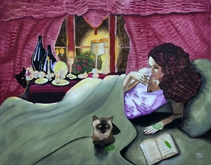 Art, Painting, "Who's The Trouble Maker?" -giclee on canvas 22"x28"Yelena Berzon - Picture 1 of 1