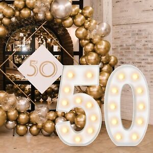 Retisee 4 ft Lighted Marquee Numbers Giant Mosaic Numbers Frame Set Large Whi...