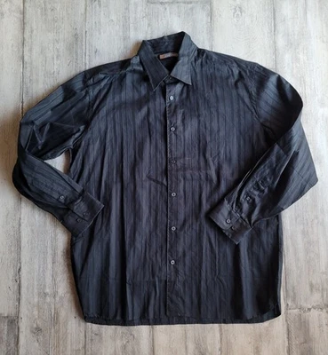 Camisa John Henry Hombre XL X Grande Negra Manga Larga Rayas Algodón Trabajo Iglesia Foto 1 de 2