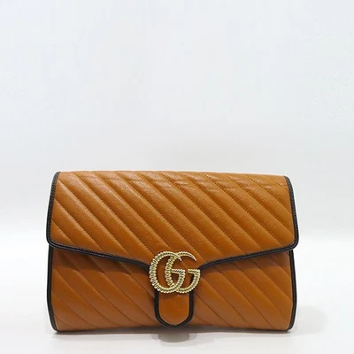 Bolso de Mano Gucci 498079 Cuero Marrón Marmont Matelassé Foto 1 de 4