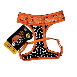 Thrills & Chills Wende Halloween Hundegeschirr XS Kürbis/Knochen leuchtet Neu mit Etikett - Bild 1 von 5