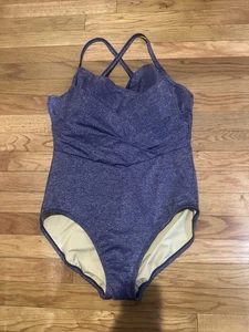 Neu ohne Etikett Lands End lila Glitzer 1-Teiler Badeanzug Bauchkontrolle Badeanzug Gr. 16 - Bild 1 von 7