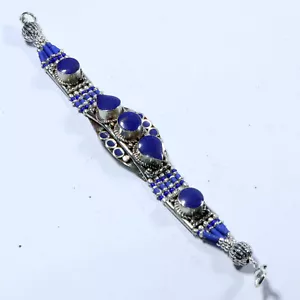 Blue Lapis Lazuli Ethnic Bracelet Statement Boho Gemstones Bohemian Bracelet B32 - Picture 1 of 7