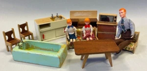Vintage Doll House Furniture Bundle, Including Horseman Doll House Family - Picture 1 of 13