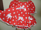 Adult Baby Doll Sissy Red Spotty White Lace Trim Dress 44" + Pants + Bag Set
