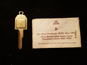 Vintage Ford Key Blank D for 1952 - 1958/1960 24kt gold plate - Picture 1 of 3