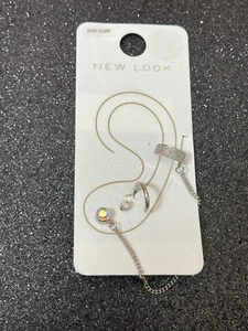 NEW LOOK GLITTER CUFF/HOOP/RHINESTONE SET EARRINGS FOR PIERCED EARS-NEW - Picture 1 of 8