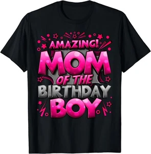 Mom of the Birthday Boy Matching Family Mommy Gift Unisex T-Shirt - Picture 1 of 3