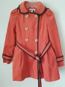 Richie House Girls Orange Belted Pleat Peacoat Jacket Size 6/7 - Picture 1 of 7