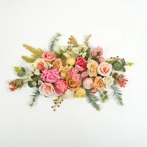 Kit verde testa fiore di seta artificiale per decorazione festa di nozze fai da te fiore falso - Foto 1 di 10