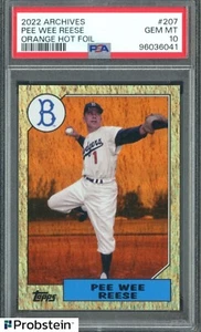 2022 Topps Archives Orange Hot Foil #207 Pee Wee Reese Dodgers HOF /15 PSA 10 - Picture 1 of 2